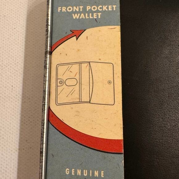 Vintage 1999 Black Fossil Front-Pocket Wallet New w/Tin Men's Bi-Fold - Picture 3 of 4